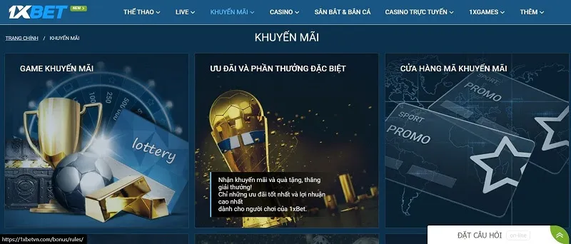 Ưu đãi hấp dẫn với các khuyến mãi khủng tại nhà cái 1xBet