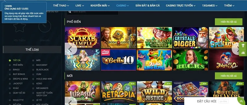 Tham gia chơi casino tại nhà cái 1xBet