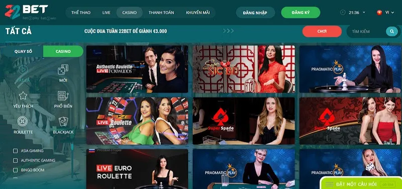 Cung cấp nhiều sảnh Live Casino hấp dẫn cùng các dealer quyến rũ