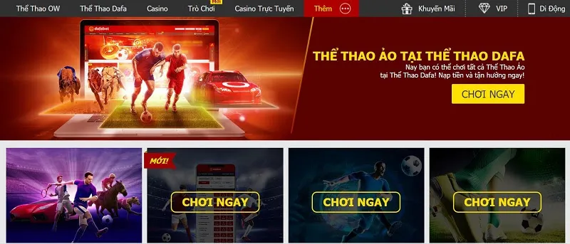 Các trò chơi thể thao ảo tại nhà cái Dafabet