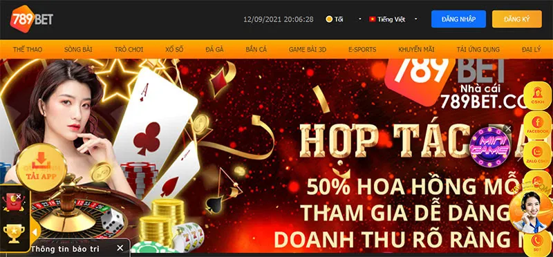 Giao diện đẹp mắt của nhà cái cá cược 789Bet