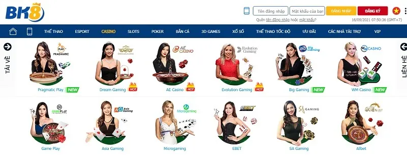 Trải nghiệm 12 sòng casino đến từ 12 đối tác gaming hàng đầu