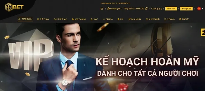 Giao diện chuyên nghiệp của nhà cái H3Bet