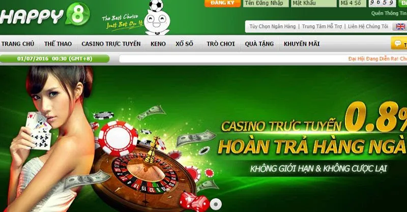 Casino trực tuyến - Thưởng cực lớn tại nhà cái HAPPY8