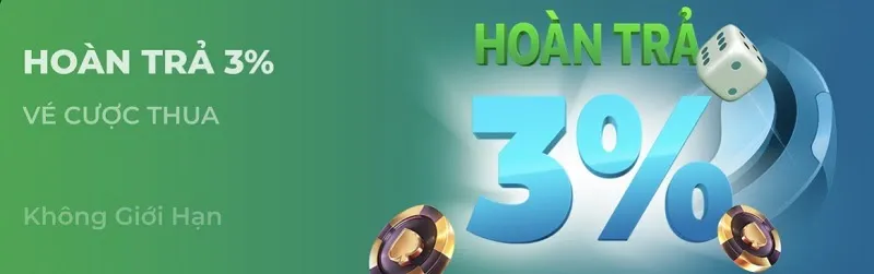 Hoàn trả lên đến 3% vé thua cược tại nhà cái hàng đầu Châu Á Lucky88