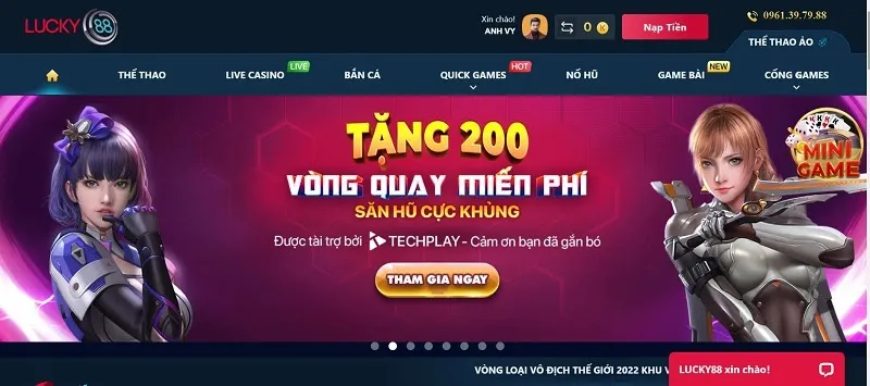 Giao diện đẹp mắt nhà cái cá cược hàng đầu Lucky88