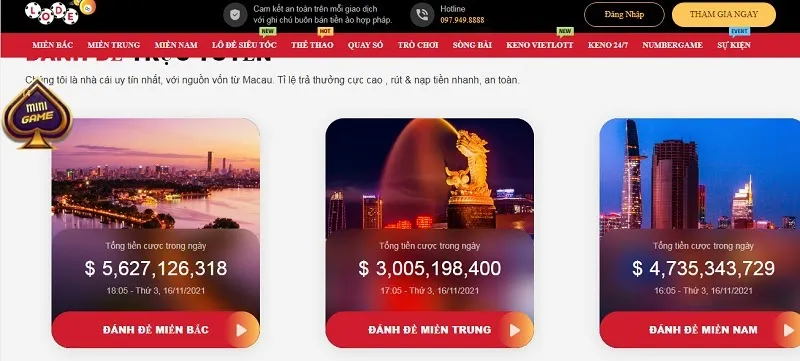 Tổng hơn 10.000.000.000 VNĐ tiền cược mỗi ngày tại nhà cái Lode88