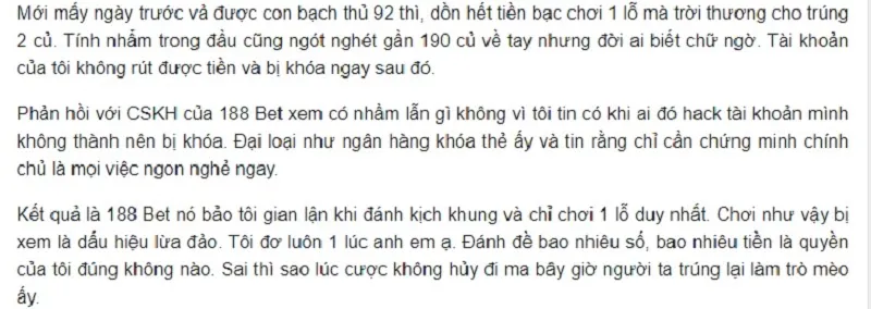 Một số bài phốt về nhà cái 188Bet xuất hiện gần đây