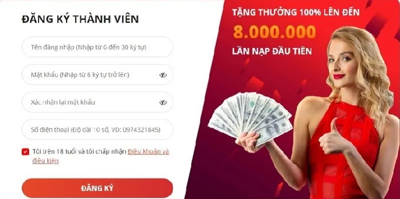 Người chơi cần đăng ký tài khoản thành viên để nhận khuyến mãi tại May88