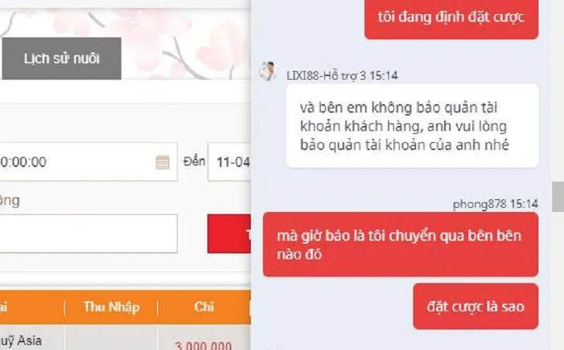 Phản hồi rất mông lung từ nhân viên Lixi88