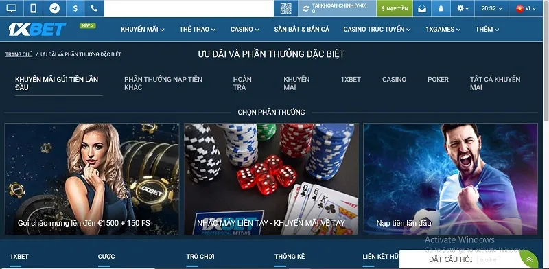 Khuyến mãi khi nạp tiền lần đầu tại 1xBet