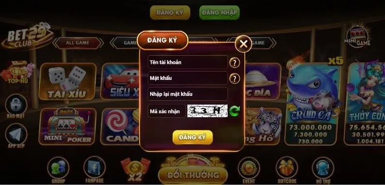 Hướng dẫn đăng ký game tại Bet29 Club.