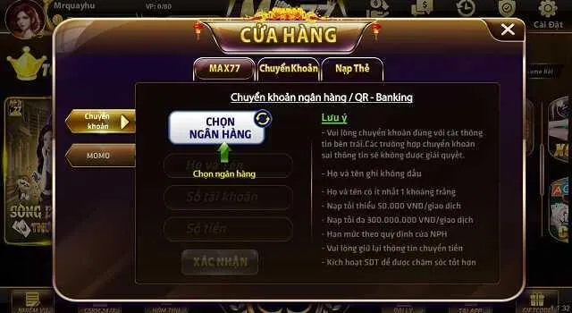 Nạp tiền, đổi thưởng nhanh chóng