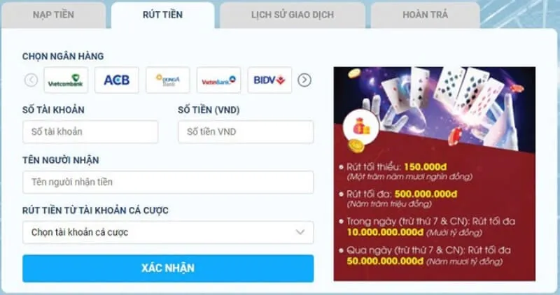 Cách nạp tiền và rút tiền tại 8Live