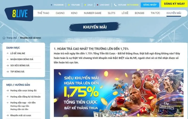 Khuyến mãi hấp dẫn tại nhà cái 8LIVE