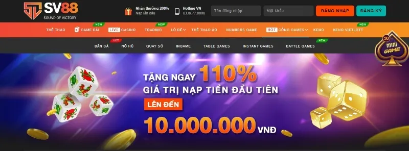 Nhận ngay 110% cho lần nạp đầu tiên