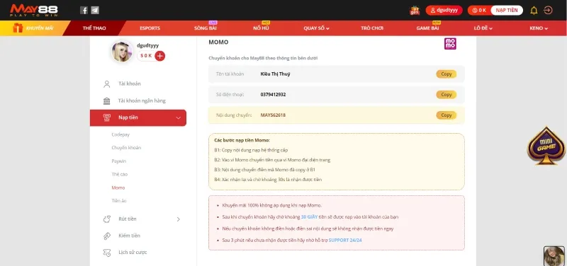 nạp momo May88
