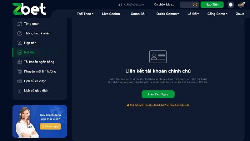 cách rút tiền Zbet nhanh