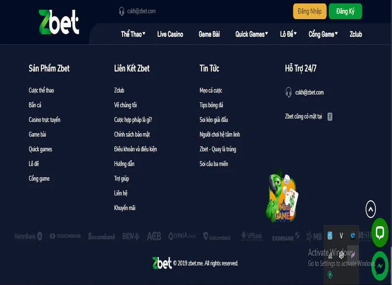 cskh với Zbet qua email