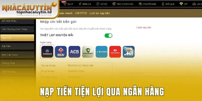 Giao dịch gửi tiền tiện lợi qua Ngân hàng