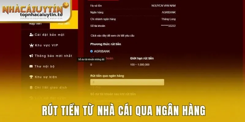 Rút tiền từ nhà cái thông qua các ngân hàng