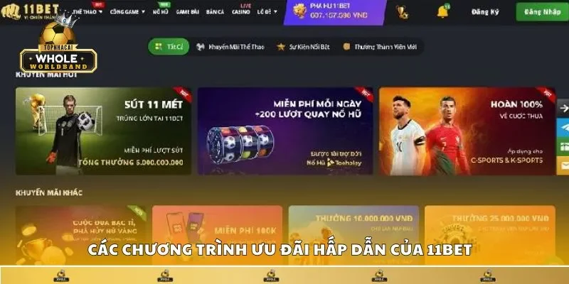 Tổng hợp các chương trình ưu đãi hấp dẫn của 11Bet