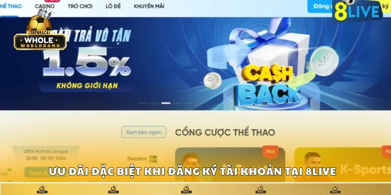 Ưu đãi đặc biệt khi đăng ký tài khoản tại 8Live