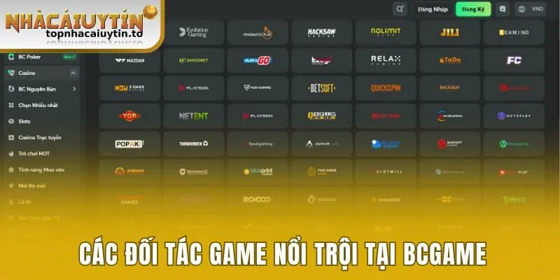 Các đối tác game nổi trội trên trang web