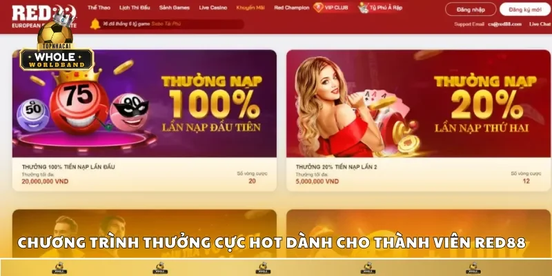 Điểm danh chương trình thưởng cực hot dành cho thành viên Red88