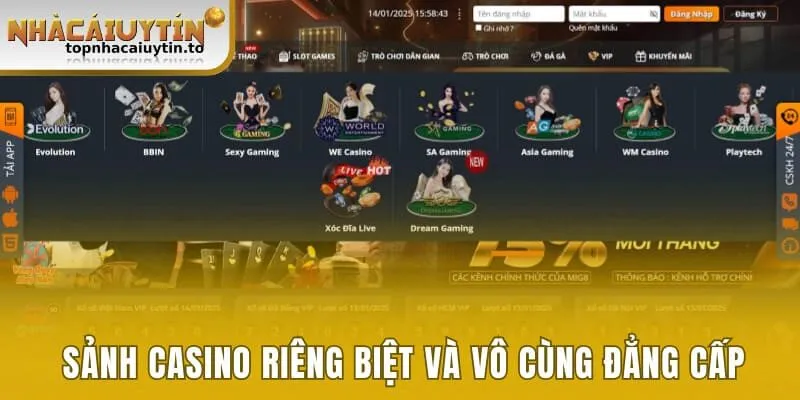 Sảnh casino riêng biệt và vô cùng đẳng cấp