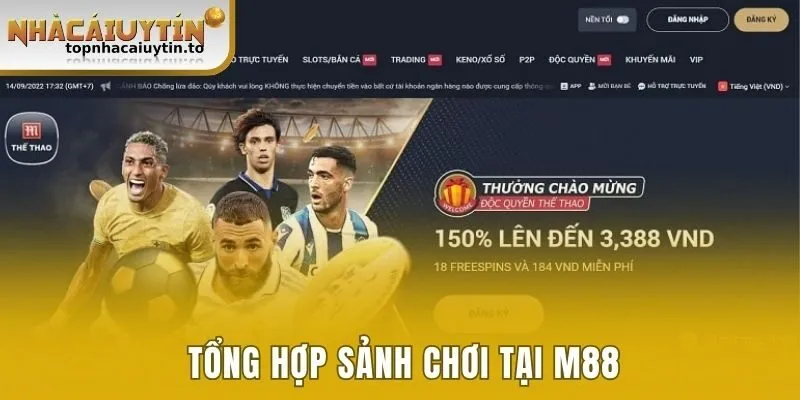 Sảnh chơi hấp dẫn tại nhà cái M88