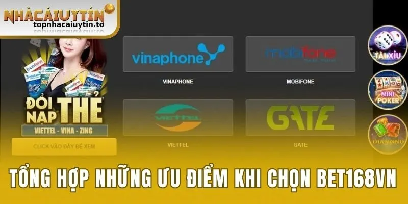 Tổng hợp những ưu điểm khi chọn Bet168vn 