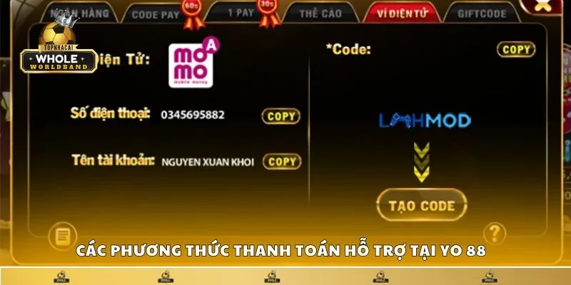 Tổng hợp các phương thức thanh toán hỗ trợ tại Yo 88